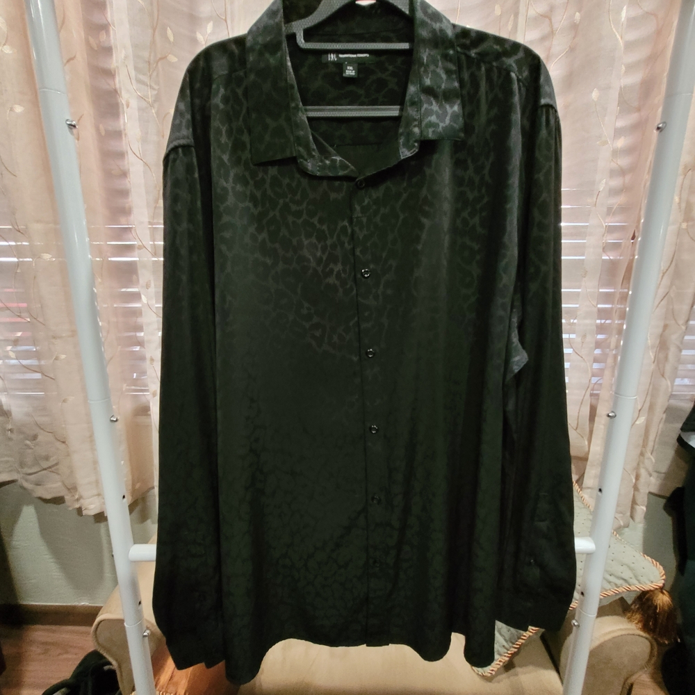 INC International Concepts Black Patterned Shirt